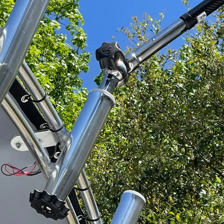 T10-3000-6 Taco Metals Adjustable Rod Holder Mount Kit securely mounted on a boat, designed for easy customization and positioning of fishing rod holders, perfect for Marine,AVADA - Best Sellers,Must Haves
