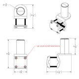 T10-4000-9 Taco Metals Shadefin Mini - Square Tube Rail M - Boat Sunshade Mount