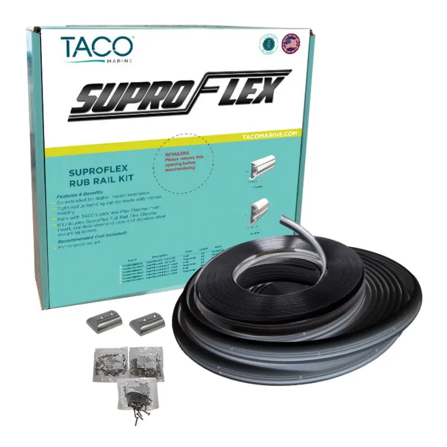 Taco Metals Features Predrilled For Fasteners Boat Rub Rail V11-9991BBK60-2 - Supro-Flex RR Kit Insert Overl