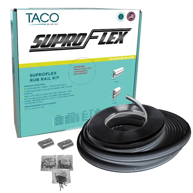 Taco Metals Features Predrilled For Fasteners Boat Rub Rail V11-9993BBK80-2 - Supro-Flex RR Kit Insert Overl