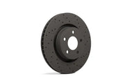 Dark gray vented and cross-drilled Talon Street Rotor for high-performance street driving