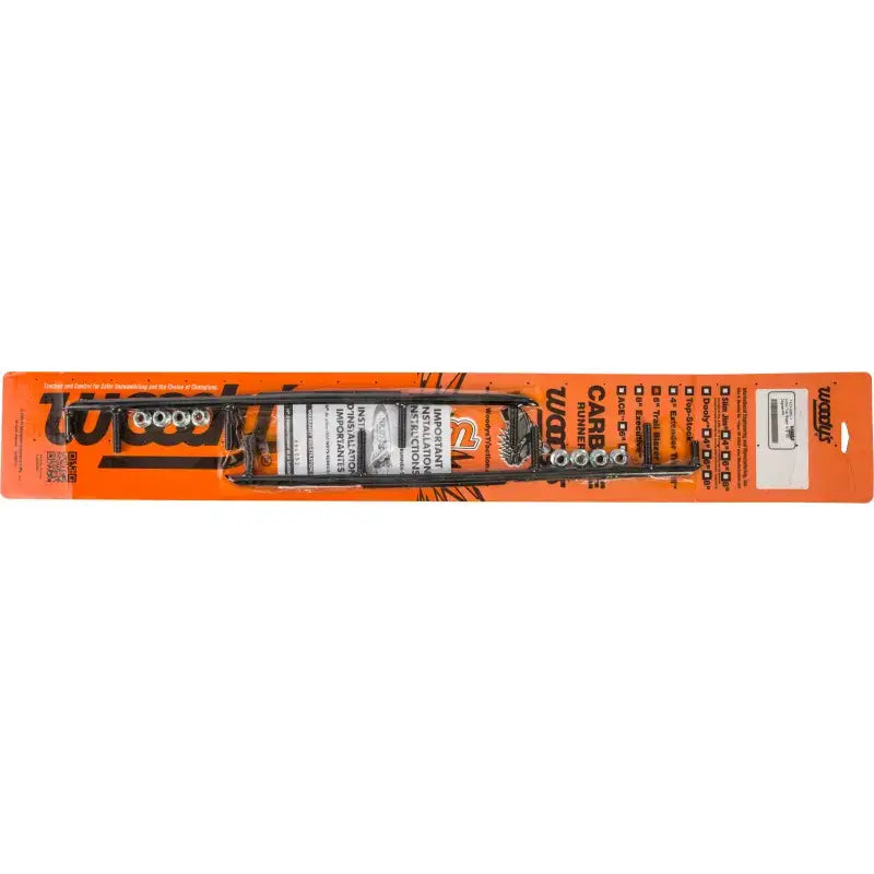 Orange blister pack with black trail blazer round shoe laces and metal eyelets for TAT4-9850