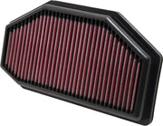 Rectangular TB-1011 Air Filter with red pleated medium and black rubber frame for high flow air