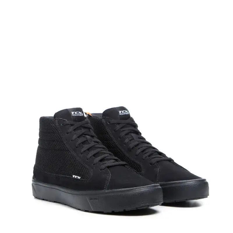 Black TCX Street Air Shoe showing sleek high-top sneakers in size 42