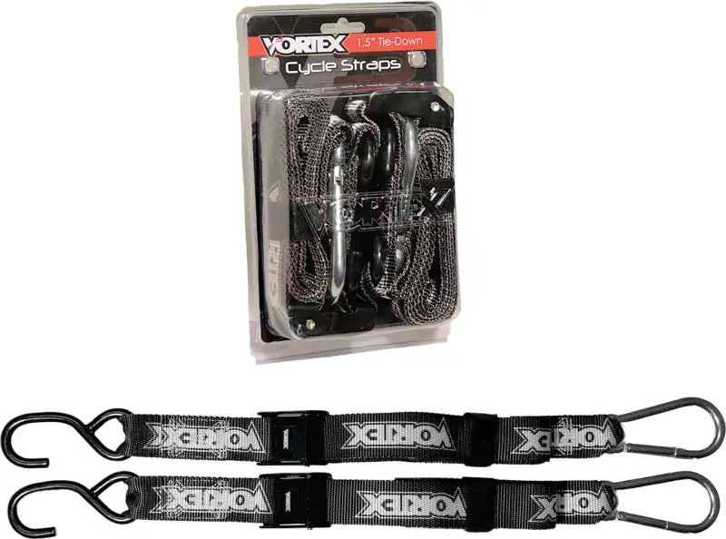 TD122 Vortex Tie Downs 1.5" 2/Pk Blk 