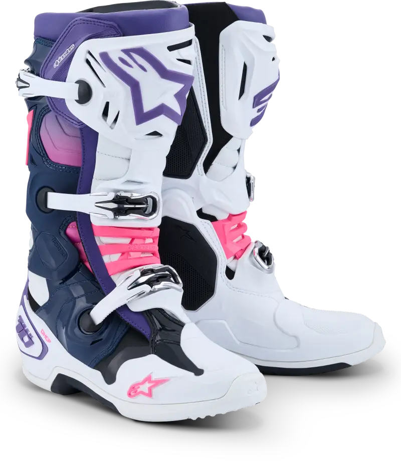 Tech 10 Wht/Violet/Nvy Bl/Pnk Fl 9 - ALPINESTARS