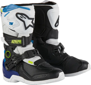 Tech 3s Kids Boots Wht/Blk/Enamel Blue Sz 1 - ALPINESTARS