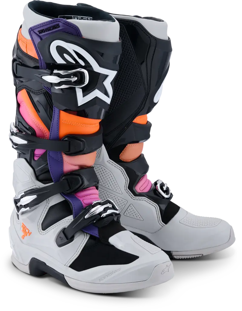Tech 7 Blk/Lght Gry/Orng Fl/Magnta 10 - ALPINESTARS