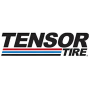 Black and red Tensor Tire Desert Series logo with blue and red stripes on desert tire
