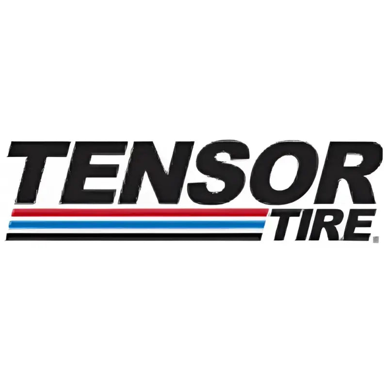 Black and red Tensor Tire Desert Series logo with blue and red stripes on desert tire