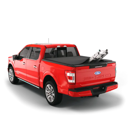 Red Ford F-150 pickup truck on tf1146-02 sawtooth tonneau cover model TF1146-02 Sawtooth