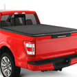 Red pickup truck with tf1146-02 sawtooth tonneau cover on 21-22 Ford F-150