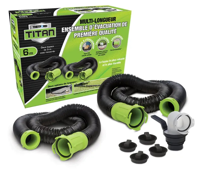 Thetford 17903 Titan 20 Feet Premium RV Sewer Hose Kit Bilingual , Black 