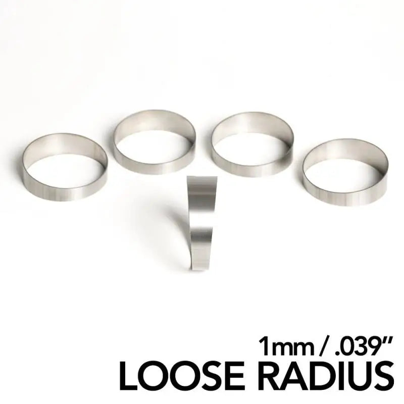 Metal shim rings for titanium pie cuts in Ticon Industries 5-pack packaging