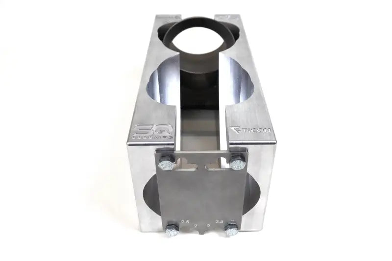 Ticon Industries elbow cutting fixture with silver aluminum cylinder head mount