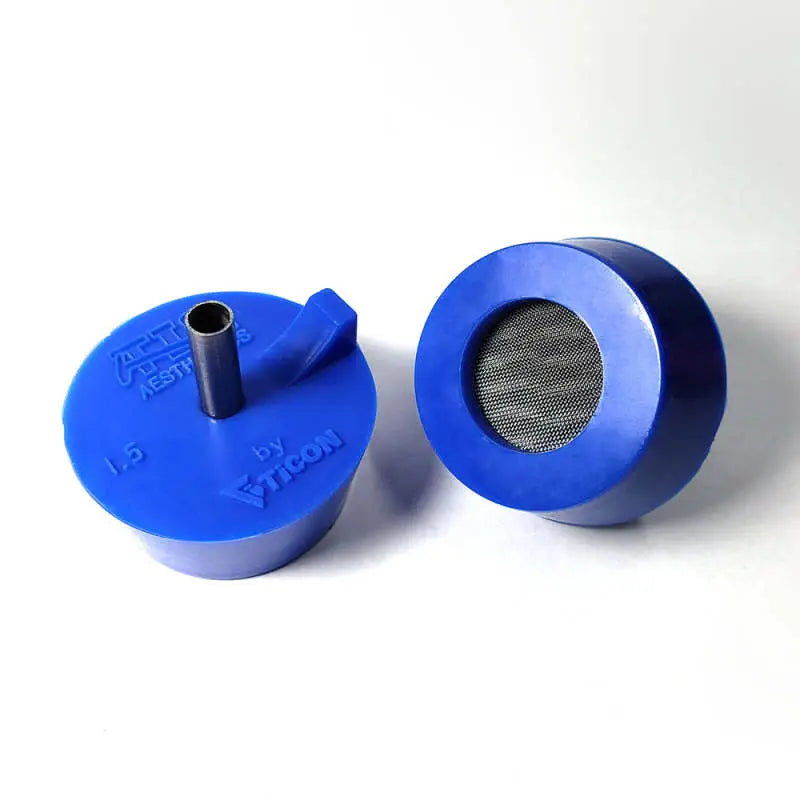 Blue silicone purge plugs with metal tube and mesh screen for Tig Aesthetics Headers