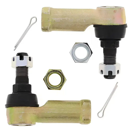Tie rod end kit with two tie rod ends, jam nuts, cotter pins, and a castle nut