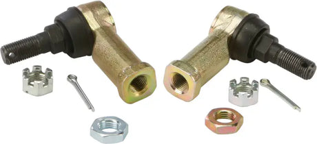 Gold-colored tie rod end kit with nuts and cotter pins for steering repairs
