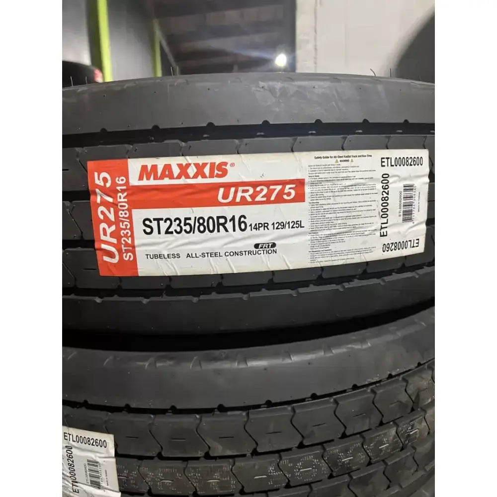 TL00082600 Maxxis Tire ST235/80R16 14PR TL UR-275 black with red/white text