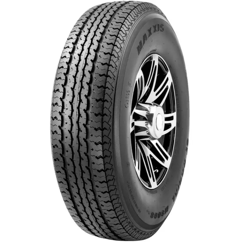 Black and gray Maxxis tire ST205 75R14 for reliable ride on your vehicle