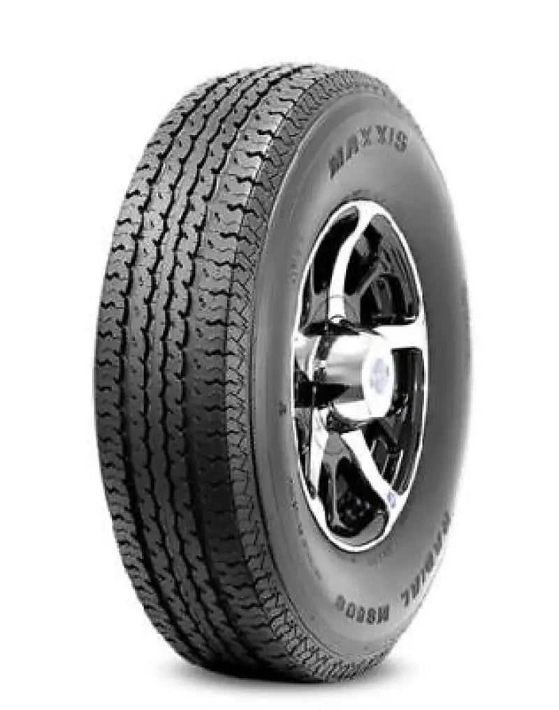 Black Maxxis Tire ST215 75R14 with tread and silver rim for Maxxis Tire ST215 series