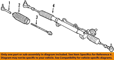 Car steering rack assembly with Dorman TO90391 tie rod end and outer rod end