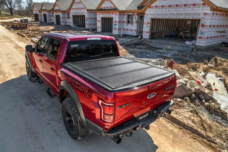 Tonneau Cover Hard Folding; 2 Folds/ 3 Panels; Front Hinge Allows Entire to Flip Up When Folded; Non-Lockable; Black