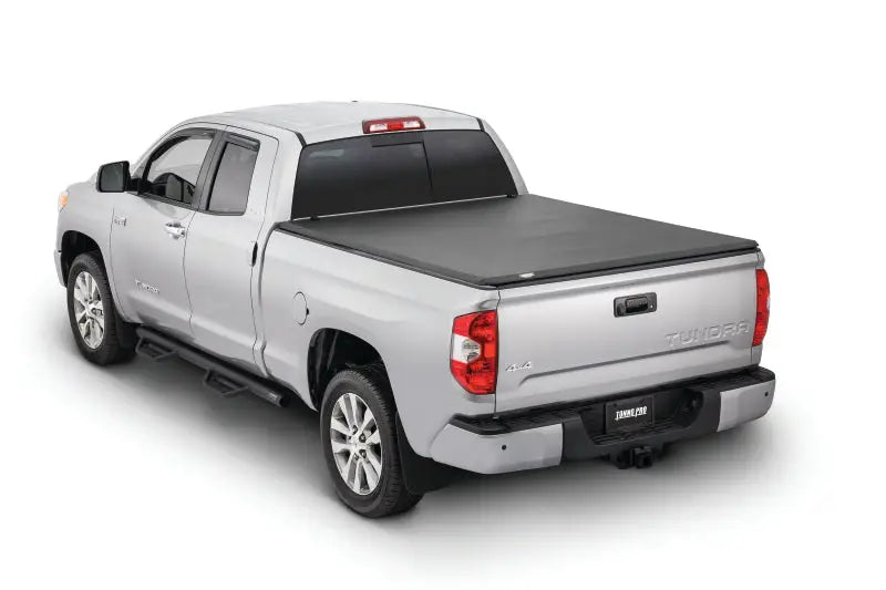 2019 Toyota Tundra with black bed cover and chrome accents, Tonno Pro tonneau cover