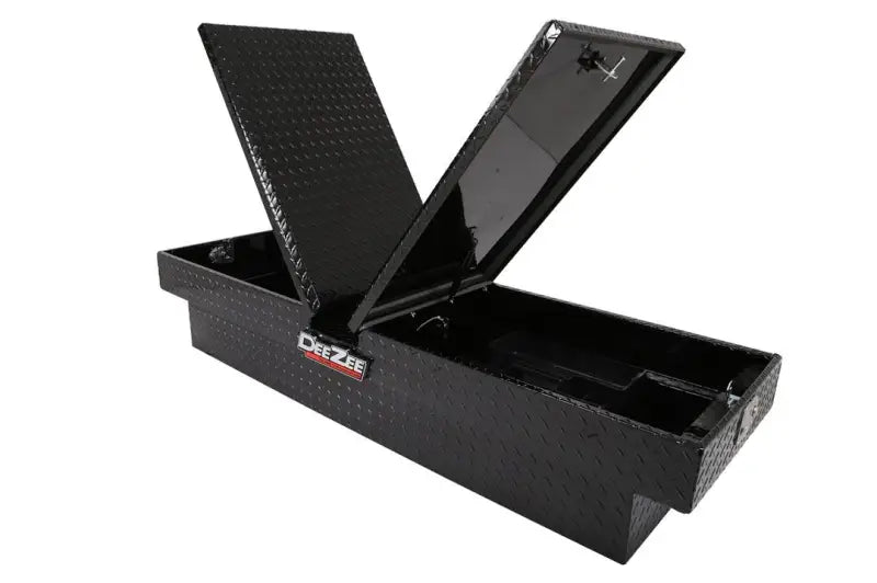Tool Box Crossover; Gull Wing; Diamond Tread; Black Gloss Powder Coated Aluminum; 69-3/4 Inch Length x 20 Width 12.2