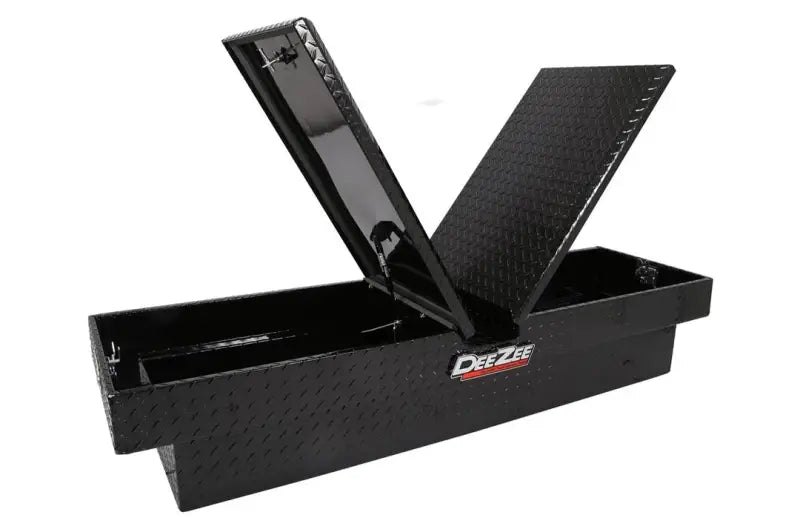 Tool Box Crossover; Gull Wing; Diamond Tread; Black Gloss Powder Coated Aluminum; 69-3/4 Inch Length x 20 Width 12.2