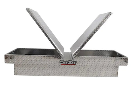 Tool Box Crossover; Gull Wing; Diamond Tread; Silver; Aluminum; 69-3/4 Inch Length x 20 Width 12.2 Height; 8.4 Cubic