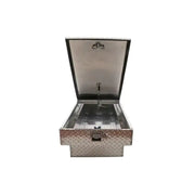 Tool Box Crossover; Gull Wing; Diamond Tread; Silver; Aluminum; 69-3/4 Inch Length x 20 Width 12.2 Height; 8.4 Cubic