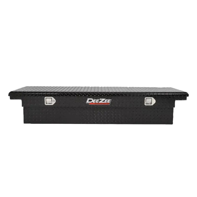 Tool Box Crossover Low Profile; Single Lid; Diamond Tread; Black Gloss Powder Coated Aluminum; 69-3/4 Inch Length x 20