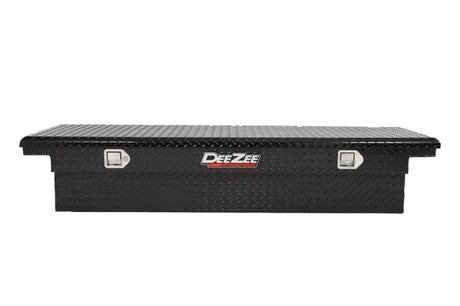 Tool Box Crossover Low Profile; Single Lid; Diamond Tread; Black Gloss Powder Coated Aluminum; 69-3/4 Inch Length x 20