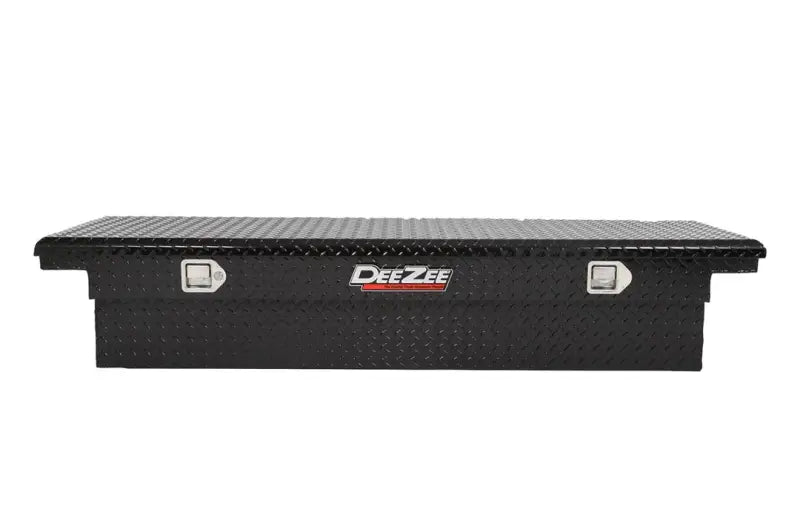 Tool Box Crossover Low Profile; Single Lid; Diamond Tread; Black Gloss Powder Coated Aluminum; 69-3/4 Inch Length x 20