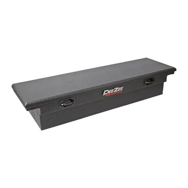 Tool Box Crossover Low Profile; Single Lid; Diamond Tread; Black Textured Powder Coated Aluminum; 69-3/4 Inch Length x