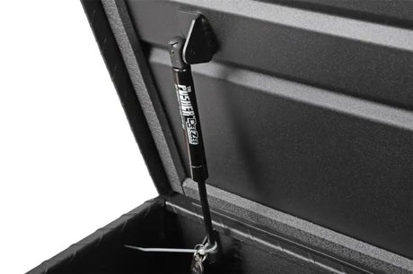 Tool Box Crossover Low Profile; Single Lid; Diamond Tread; Black Textured Powder Coated Aluminum; 69-3/4 Inch Length x