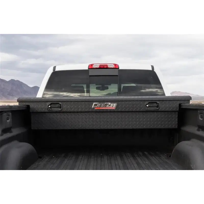 Tool Box Crossover Low Profile; Single Lid; Diamond Tread; Black Textured Powder Coated Aluminum; 69-3/4 Inch Length x