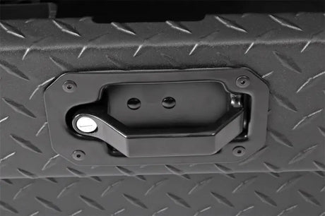 Tool Box Crossover Low Profile; Single Lid; Diamond Tread; Black Textured Powder Coated Aluminum; 69-3/4 Inch Length x