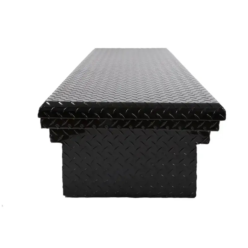 Tool Box Crossover Low Profile; Single Lid; Diamond Tread; Black Gloss Powder Coated Aluminum; 69-3/4 Inch Length x 20