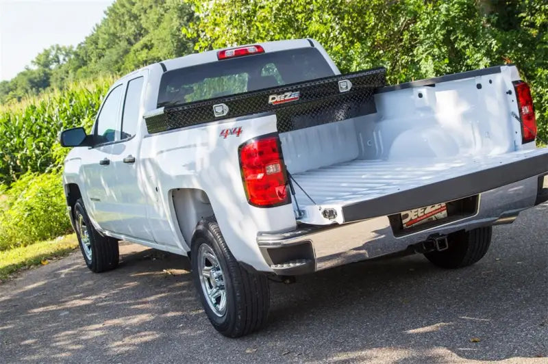 Tool Box Crossover; Single Lid; Diamond Tread; Black Gloss Powder Coated Aluminum; 69-3/4 Inch Length x 20 Width 12.2