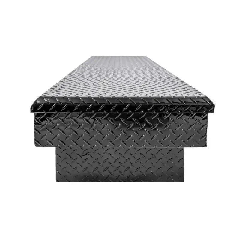 Tool Box Crossover; Single Lid; Diamond Tread; Black Gloss Powder Coated Aluminum; 69-3/4 Inch Length x 20 Width 12.2