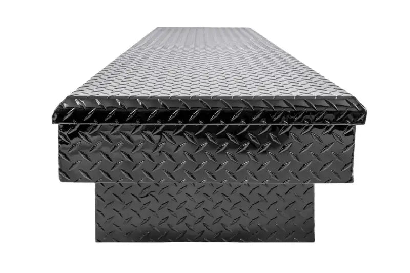 Tool Box Crossover; Single Lid; Diamond Tread; Black Gloss Powder Coated Aluminum; 69-3/4 Inch Length x 20 Width 12.2