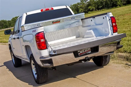 Tool Box Crossover; Single Lid; Diamond Tread; Silver; Aluminum; 69-3/4 Inch Length x 20 Width 12.2 Height; 8.4 Cubic