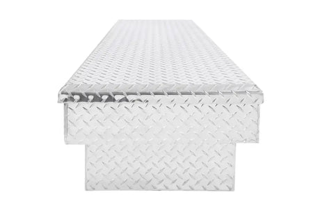 Tool Box Crossover; Single Lid; Diamond Tread; Silver; Aluminum; 69-3/4 Inch Length x 20 Width 12.2 Height; 8.4 Cubic