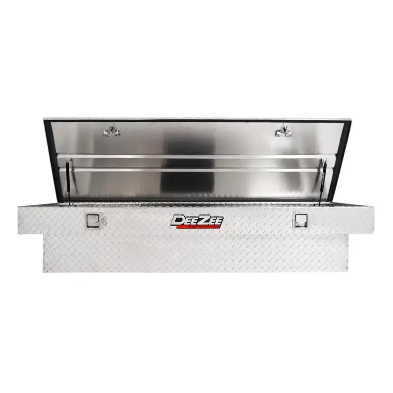Tool Box Crossover; Single Lid; Diamond Tread; Silver; Aluminum; 69-3/4 Inch Length x 20 Width 12.2 Height; 8.4 Cubic