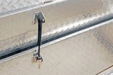 Tool Box Crossover Single Lid Narrow; Brite Tread; Aluminum; 69.75 Inch Length x 12 Width 14.25 Height; 5.75 Cubic Foot