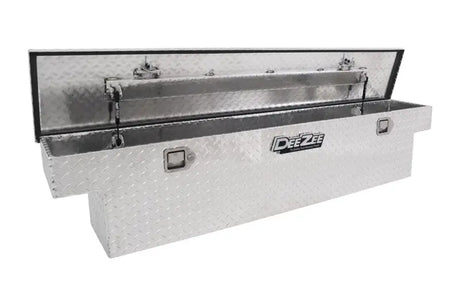 Tool Box Crossover Single Lid Narrow; Brite Tread; Aluminum; 69.75 Inch Length x 12 Width 14.25 Height; 5.75 Cubic Foot