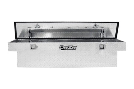 Tool Box Crossover Single Lid Narrow; Brite Tread; Aluminum; 69.75 Inch Length x 12 Width 14.25 Height; 5.75 Cubic Foot