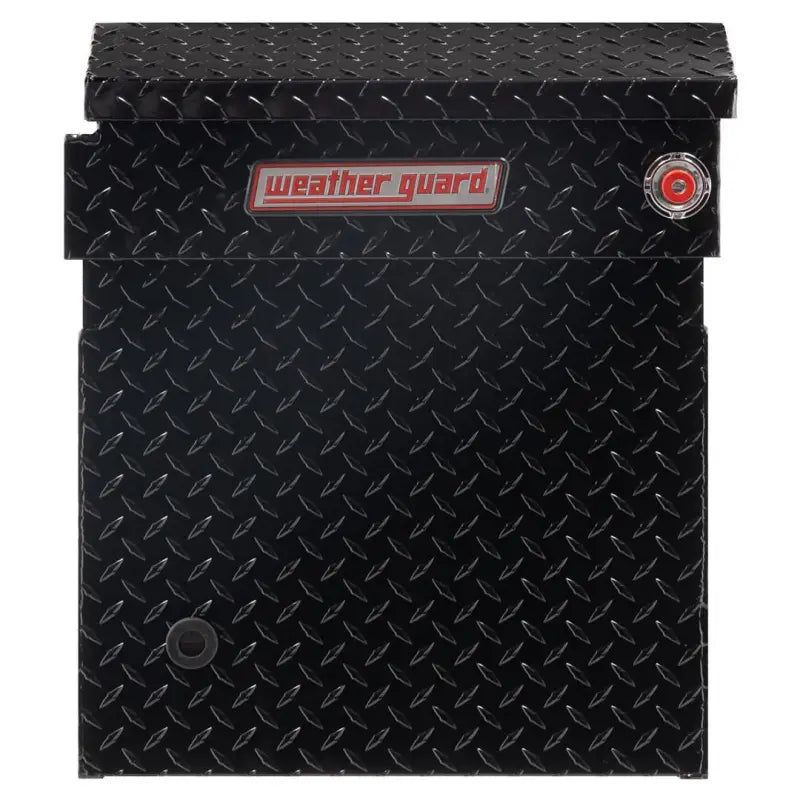 Black diamond-plated Tool Box Crossover with single lid and glossy black finish